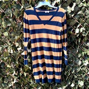 Old Navy Sweater Dress (Tan/Navy) - LARGE